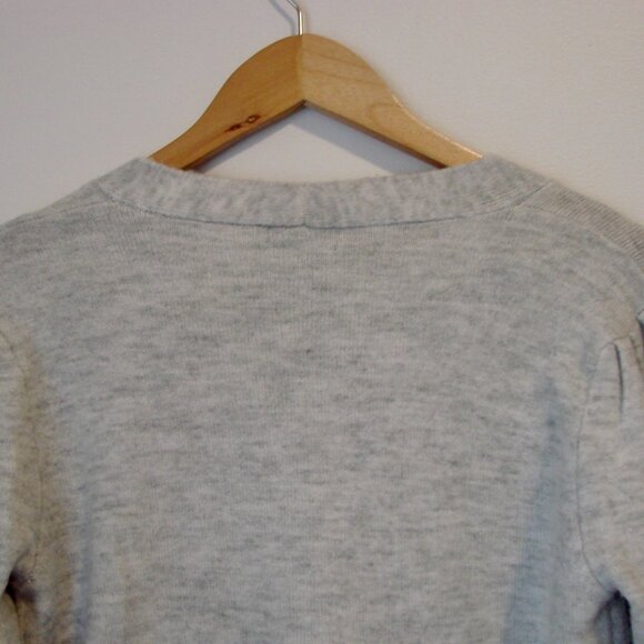 Gray V-neck Cardigan Sweater Decorative Button Up Front Soft Office Size Small - Picture 10 of 11
